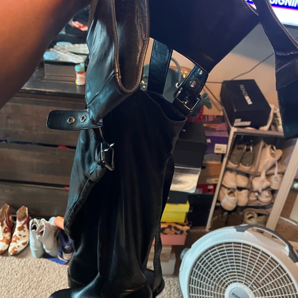 AKIRA Black Over the Knee Boots